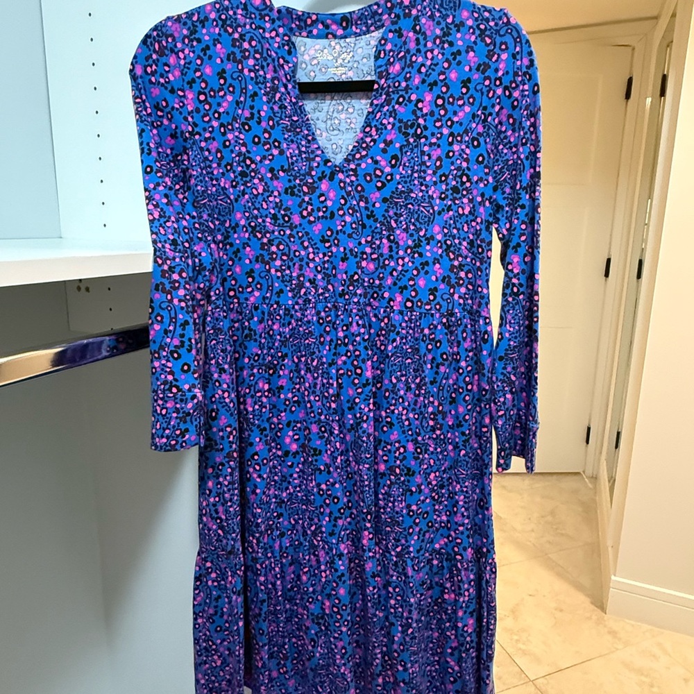 Lilly Pulitzer Vibrant Blue and Pink Long Sleeve Dress